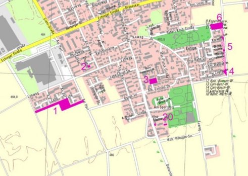 Straßenkarte mit den Standorten der Spielplätze in Neufahrn Süd
