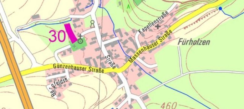 Straßenkarte mit den Standorten der Spielplätze in Fürholzen