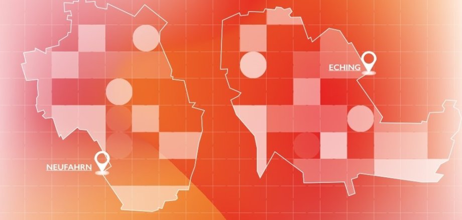 landkarte rot die Eching und Neufahrn im Umriss zeigt