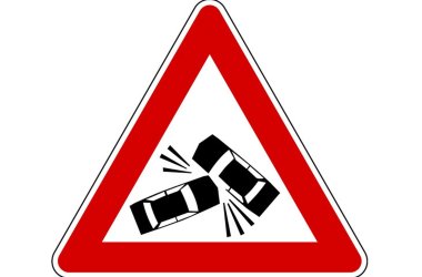 Straßenschild für Vorsicht Unfall
