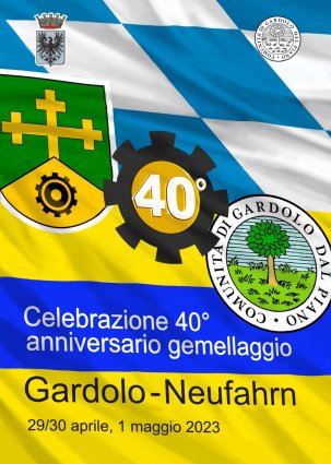 Plakat des Festwochenendes 40 Jahre Städtepartnerschaft mit Gardolo